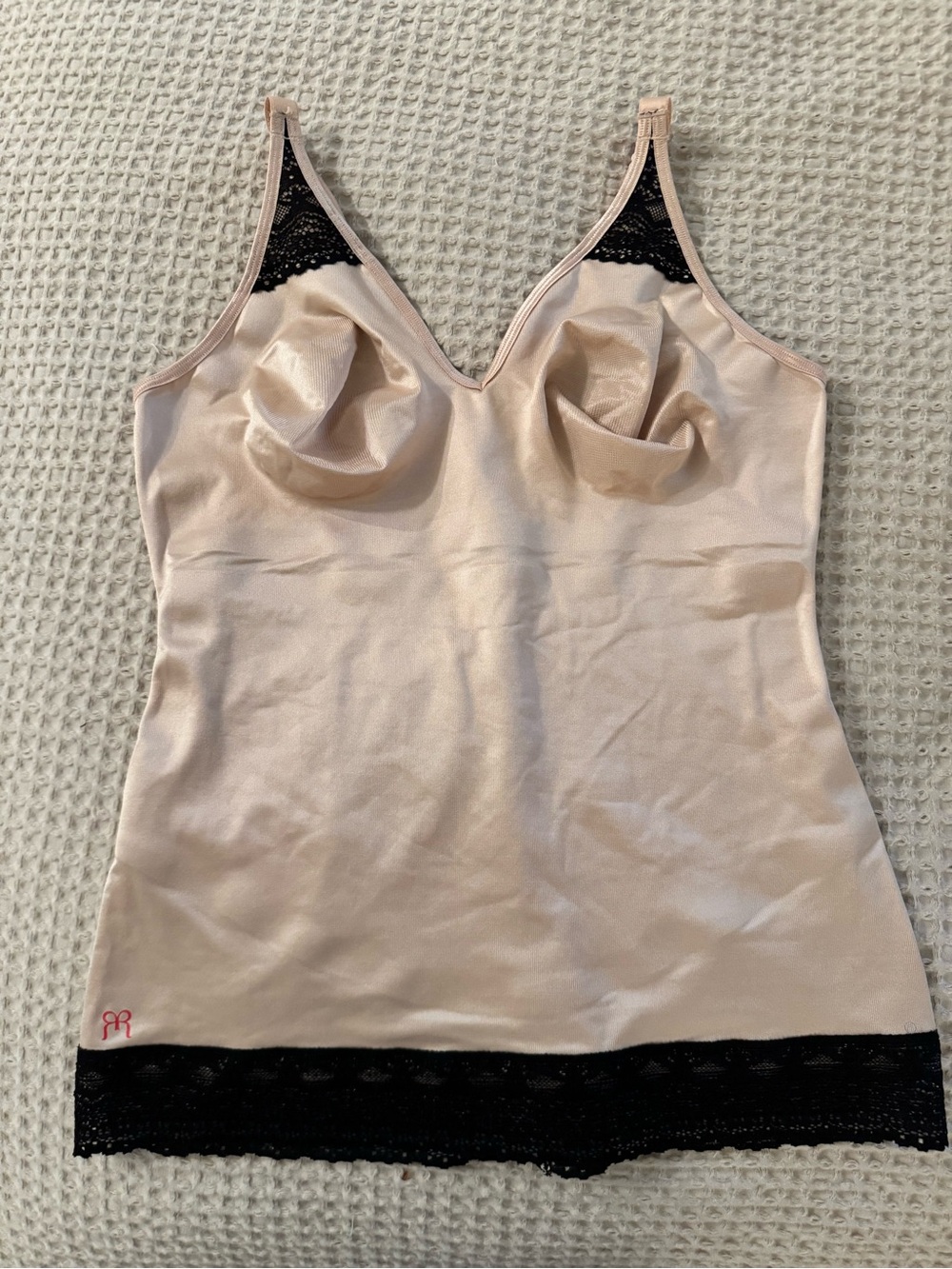 NEW Ruby Ribbon Pin Up Cami Tank Size 36 Style 3055 Pale Nude Black Lace NWOT